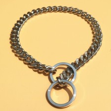Heavy Duty Dog Choke Check Cuban Chain Stainless Steel Pet Collar Adjustable