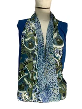 Lori Goldstein Sheer Sleeveless Top Adult Small Blue Green Womens Paisley LOGO