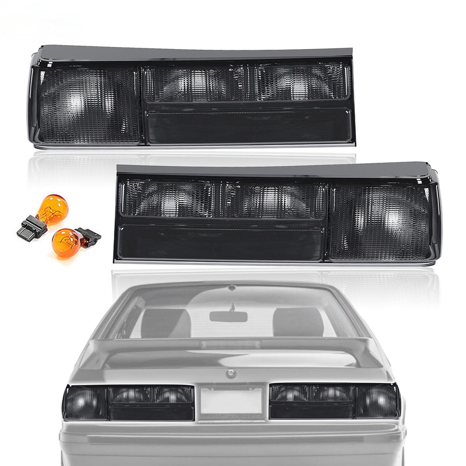 2PCS Smoke Lens Tail Lights with Bulbs for 1987-1993 Ford Mustang
