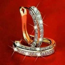 2Ct Round-Cut Simulated Huggie Hoop Earrings 14K Yellow Gold Plated