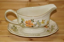 Mikasa Olde Tapestry Gravy Boat or Sauce Bowl with Underplate, 8 3/8"