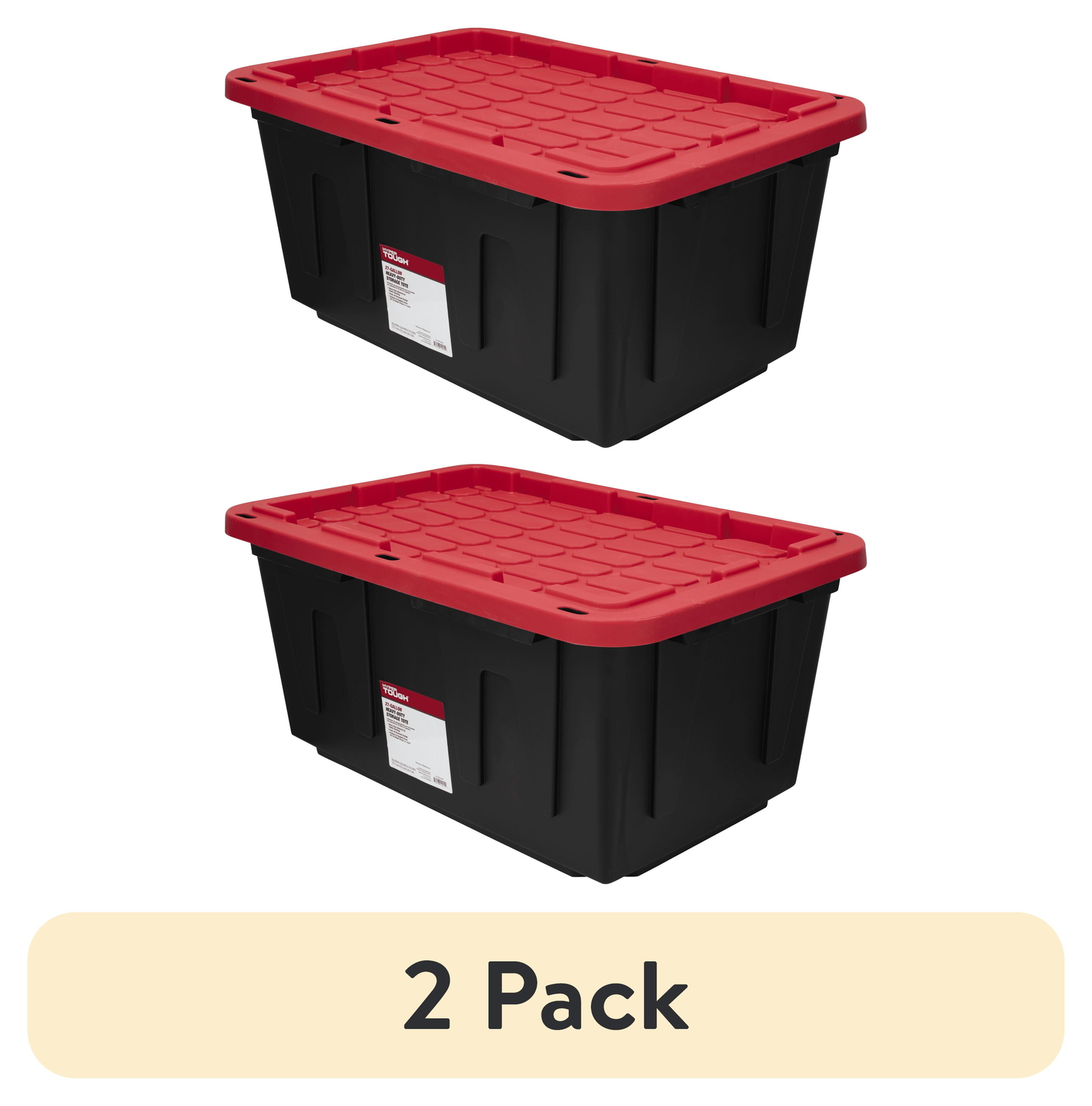 2-Pack 27-Gallon Large Storage Bins in Black & Red