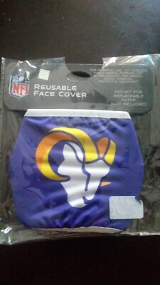 Brand New NFL Officially Licensed Los Angeles Rams Reusable Face Mask One Size