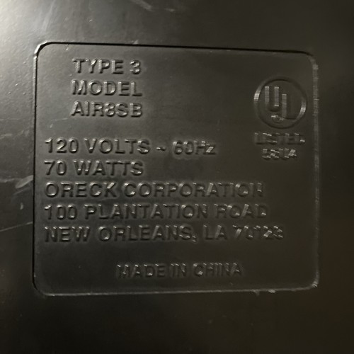 Oreck XL Professional Air Purifier Type 3 Model AIR8SB Signature Series Tested - Picture 3 of 3