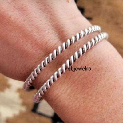 Hammered 925 Sterling Silver Cuff Handmade Jewelry Best Gift For Women E-757