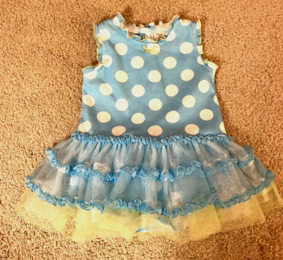 Baby Starters Baby Girls Polka Dot Dress Attached Diaper Cover Size 0-3 Months