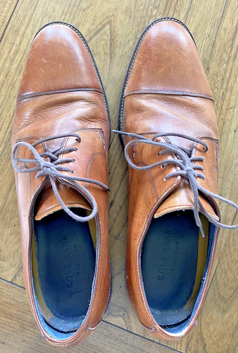 COLE HAHN Men’s Size 9.5M Grand .05 Laced Warm Brown Leather Dress Oxford Shoes