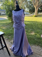 Morilee Purple Satin Long Formal Dress Gown Size S Regular Fit