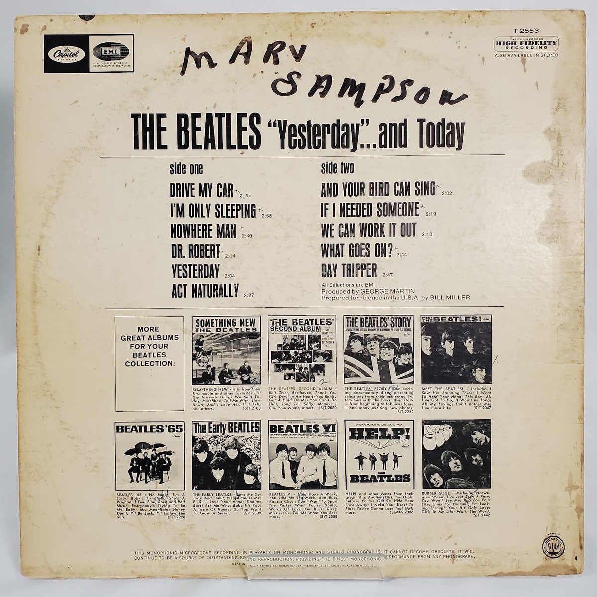 RARE Beatles Yesterday and Today BUTCHER COVER 2nd State Mono