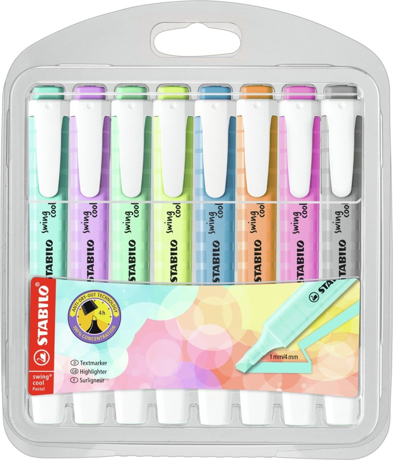 Highlighter - STABILO swing cool Pastel - Pack of 8 - Assorted Colours Pack of 8 5190₽