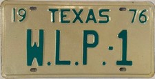 Vanity WLP-1 license plate Walter Wallace Wayne Wade William Will Wesley Warren