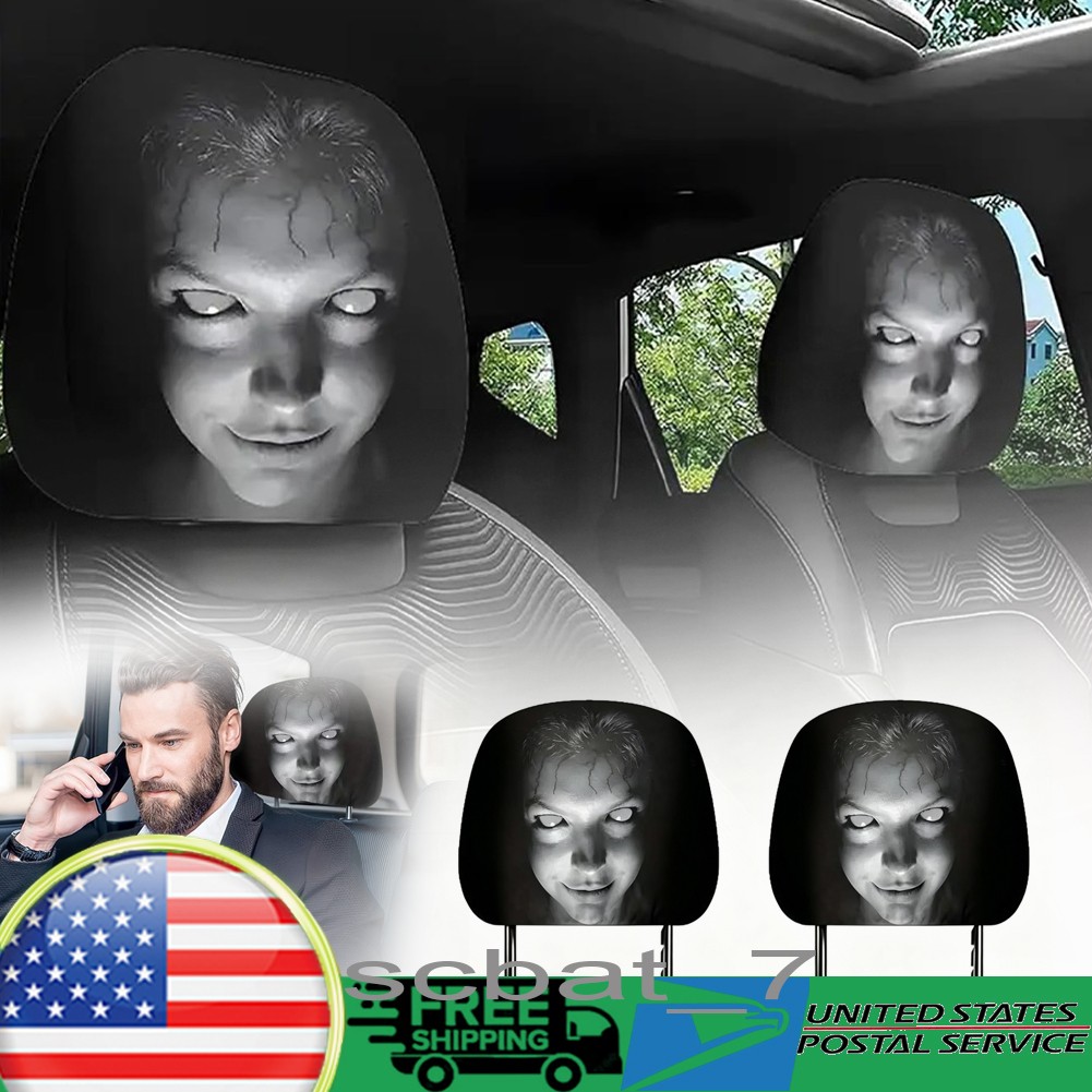 Headrest Cover, Prank Horror Creepy Car Decor Accessory Seat Protector Halloween