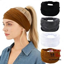4PCS Boho Wide Headbands for Women - Non-Slip Elastic Large Turban - Stylish