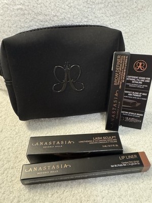 Anastasia Beverly Hills Vegan Makeup Set: Mascara, Lip Liner, Brow Definer, Bag