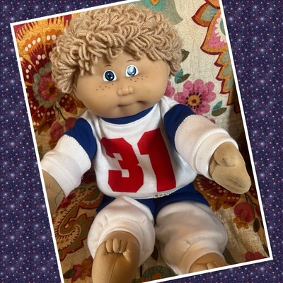 Schöner Vintage Kohl Aufnäher Kinder Junge HM1 Jesmar sandblond blaue Augen Sommersprossen