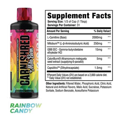 Carnishred plus MITOBURN, RAINBOW CANDY SPLASH FLAVOR 4.3 oz (120 g)