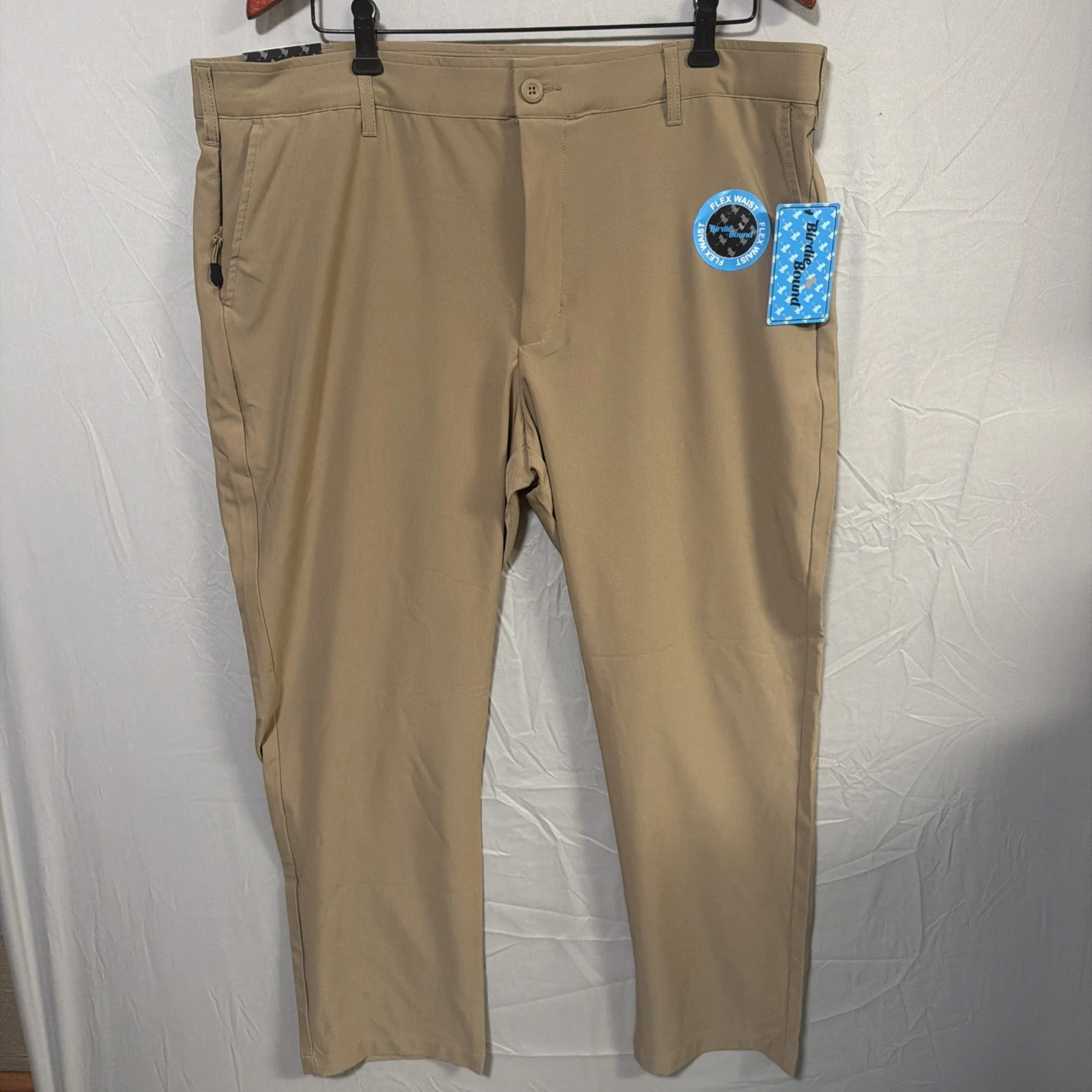 Birdie Bound Golf Pants Mens 38x30 Khaki Flex Waist Stretch Performance NWT