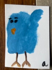 aceo 2x3 painting acrylic Art Cart  Chicken