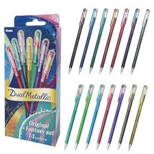 Pentel Dual Metallic Gel Pens 14 Colors Set K110-D14ST Made in Japan