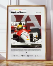 Ayrton Senna McLaren F1 Poster, Formula 1 Motorsport Art Print, Home Decor #3