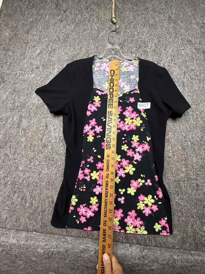 Baby Phat Women Scrub Top Short Sleeve Floral Size M - Image 3 of 4