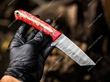 8" CUSTOM HANDMADE FORGED DAMASCUS STEEL CAMPING HUNTING EDC SKINNER KNIFE