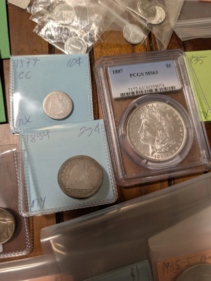 Huge Coin Lot of 38 Silver, Slabs, 1800s, Morgans, Peace, Liberty 1923 Silver 1$ - Image 3 of 4