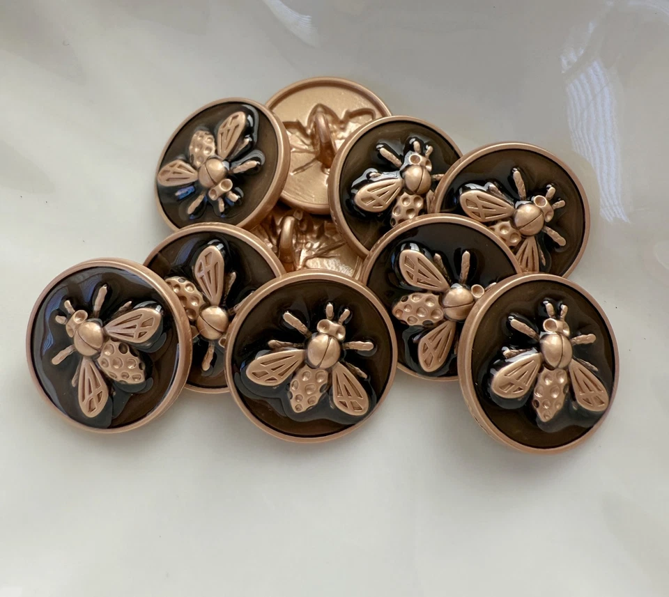 Botones de metal de caña de abeja esmaltada negra dorada mate de 18 mm 10 piezas Foto 3 de 3