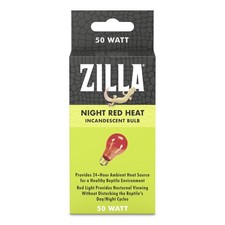 Zilla Night Red Incandescent Bulb 50 Watts For Reptiles Heat And Light
