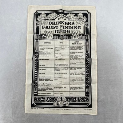 Irish Linen Drinkers Fault Finding Guide Tea Towel Made in Ireland