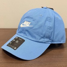 Nike Club Cap Sky Blue Billed Hat White Futura Logo FB5368-412 Unisex Size M/L