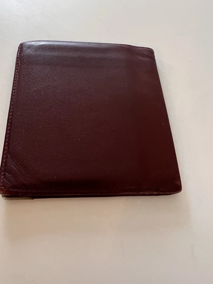 Cartera plegable vintage de cuero Givenchy borgoña Foto 3 de 4