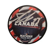 Adin Hill Team Canada Autographed 4 Nations Logo Puck