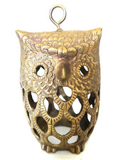 MCM Brass owl Candle holder/ Hanging Lantern