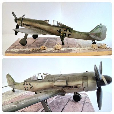 1:48 Focke Wulf Diorama FW190 D Jäger bemalt C03