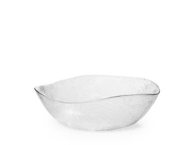 Pasabahce Linden Salad Bowl In Worked Transparent Glass Shaped Form 24 Cm