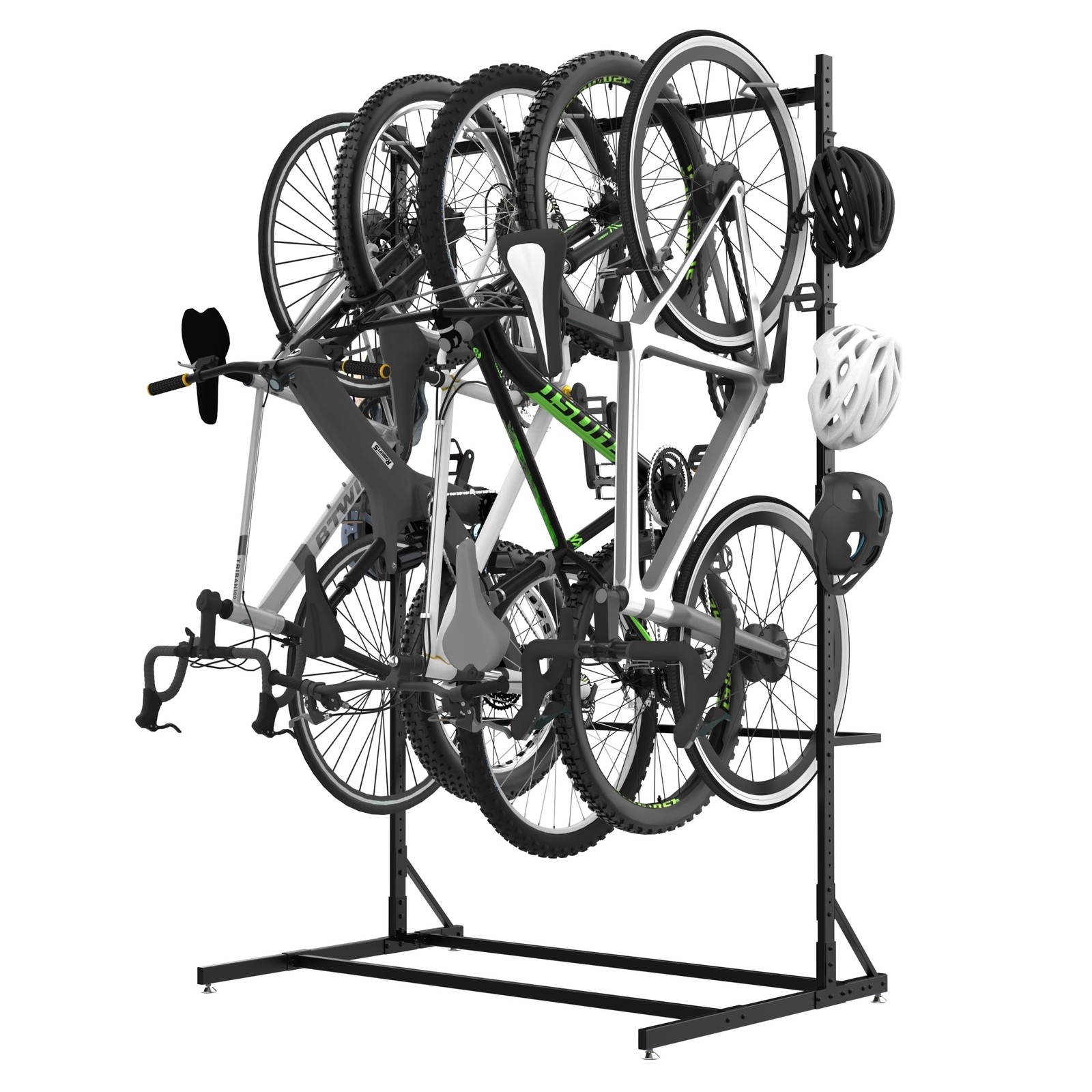 400LBS Floor Bike Rack Garage Free Standing with 5 Hooks, Vertical Bike Stand...