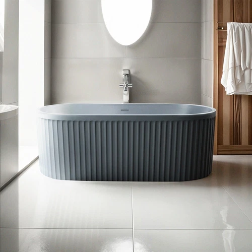 Bañera exenta ovalada de 170x80cm acanalada color gris Kimolos Moon - Imagen 1 de 6