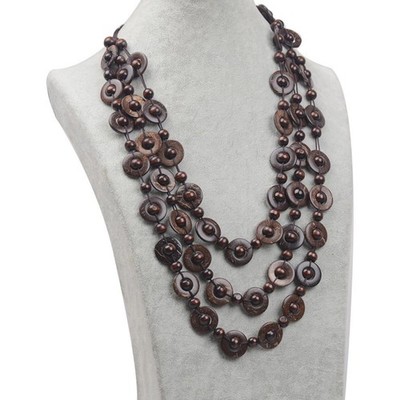 Bohemian Boho Mehrschichtige Walnuss Schale Perlen Schmuck Set