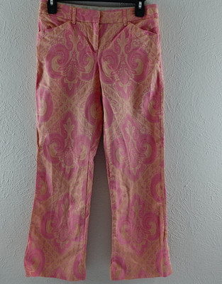 Vintage Y2K Express Low Rise Silk Blend Pink & Orange Editor Pants Size 0