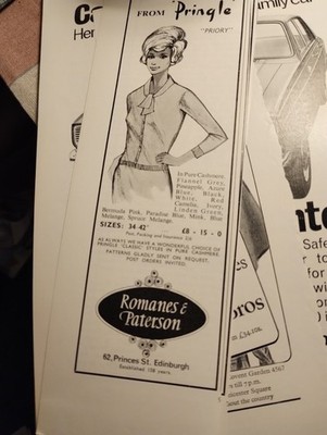 Sk254  Ephemera 1960s Advert Romanes & Paterson Pringle 