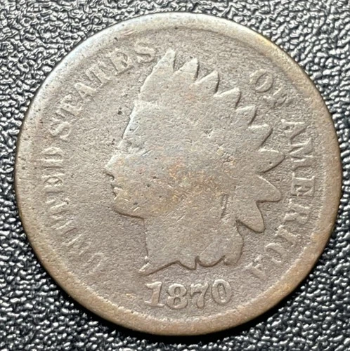 1870 Indian Head Cent 1c Good Details Low Grade Semi-Key Date