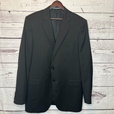 Hickey Freeman Loro Piana Tasmanian Wool Black Notch Lapel 2-Button Blazer 44 L