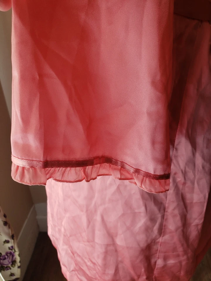 Conjunto de bata corta y camisón de noche Adonna melocotón floral sedoso polietileno Foto 2 de 4