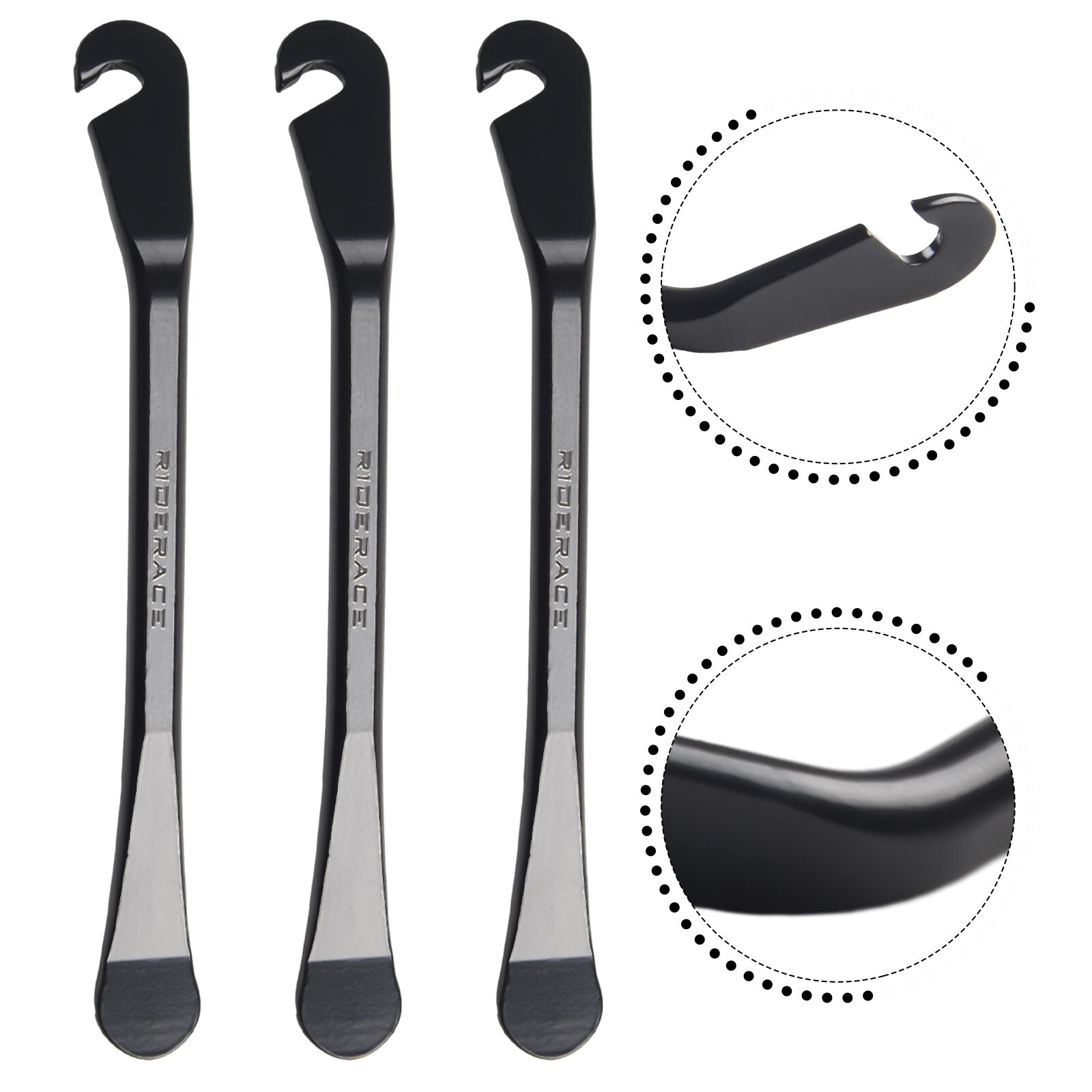 For Bicycle Tire Repair Tyre Levers Crow Bar Black Carbon Steel Silver