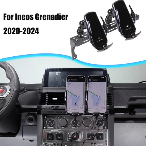 Wireless Air vent Car Double Phone Holder Mount Clip For Ineos Grenadier 20-25