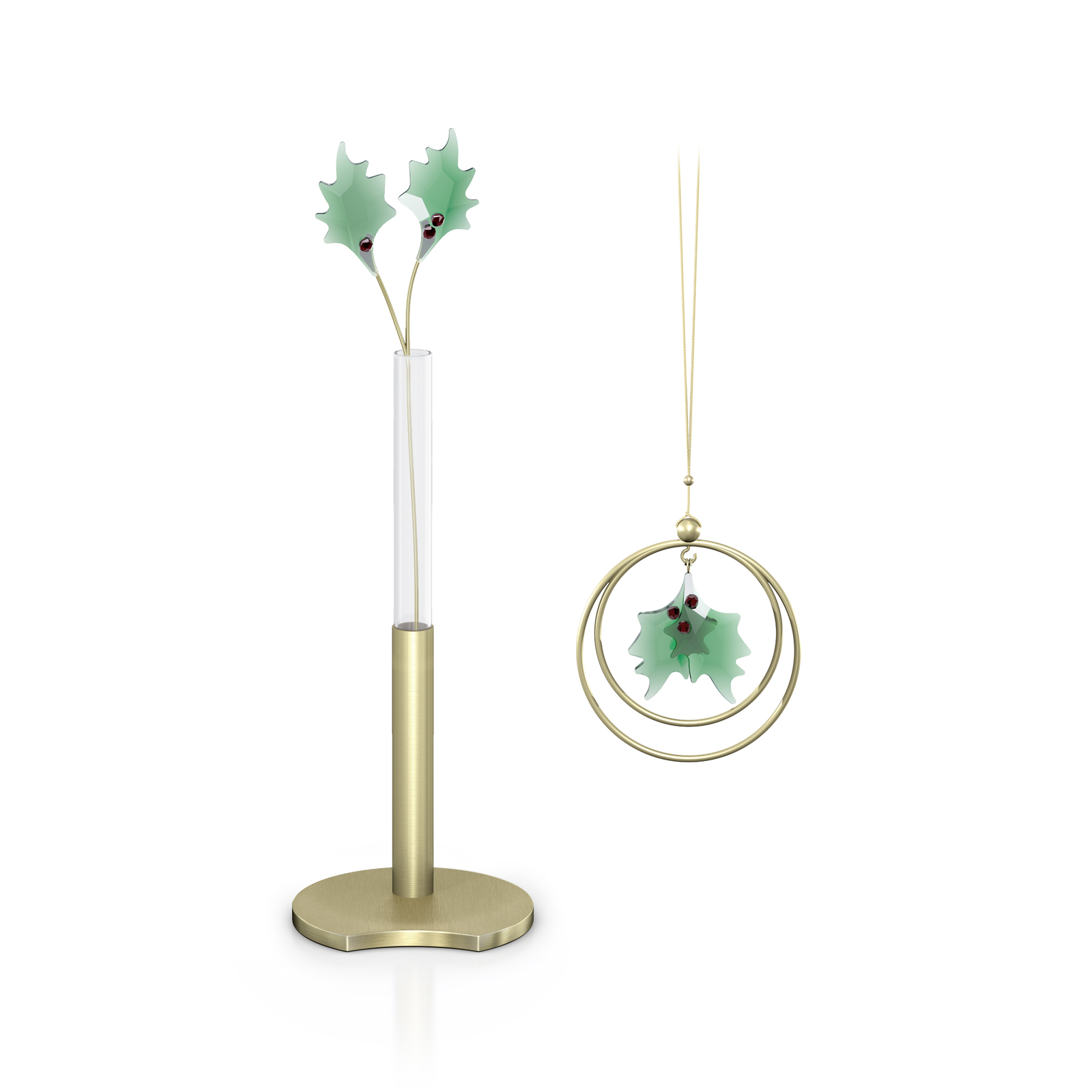 Набор из листьев остролиста Swarovski Garden Tales 5597136 Золотистый Металл стекло и хрусталь 15990₽