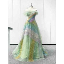 Elegant Off the Shoulder Sequined Evening Dresses Sweep Train Prom Party Dresses