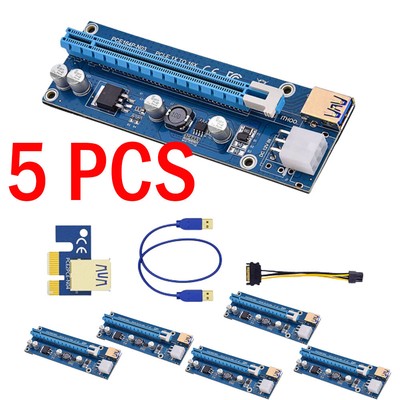 5 Sets PCI-E PCI Express Risers GPU Mining Powered Riser Adapter Card 1X to 16X