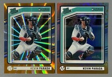 2- 2024 Donruss Kevin Parada Orange Flame 58/75, Orange Laser 011/299 Prospect